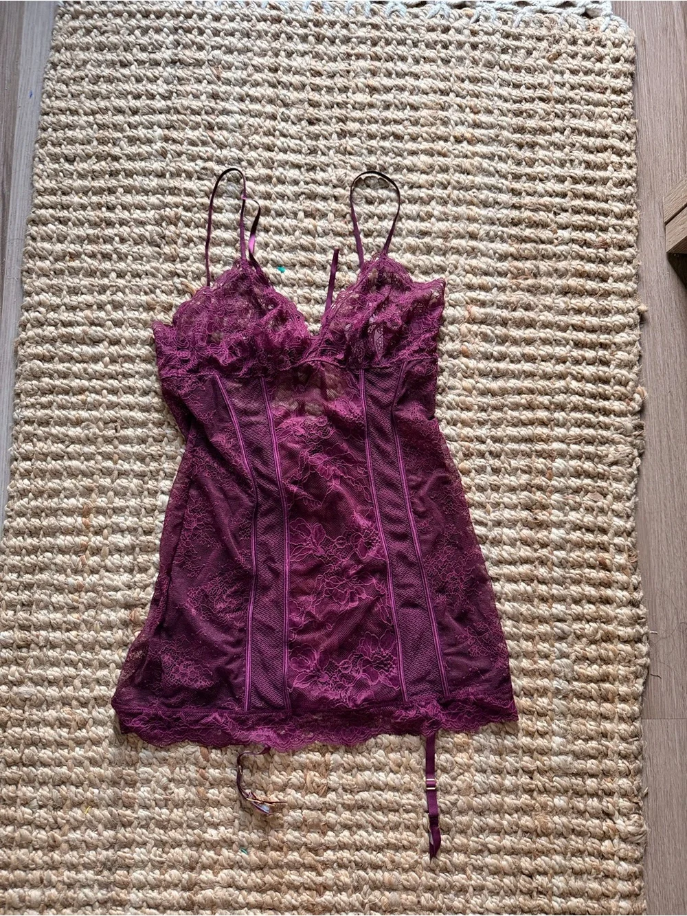 Nwt victoria secret Lace Chemise Slip with garter Deep Burgundy -Intimates